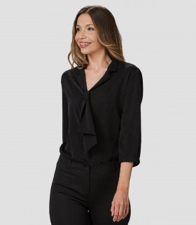 Blusa mujer Cuello Lazo Flavia Negra