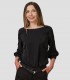 Blusa mujer manga rizada Rosanna Negra