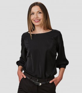 Blusa mujer manga rizada Rosanna Negra