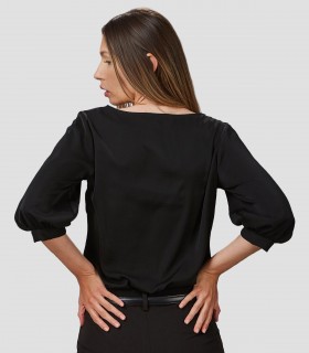 Blusa mujer manga rizada Rosanna Negra
