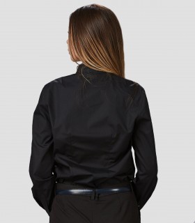Camisa mujer cuello Mao Elastan Red Line Negra