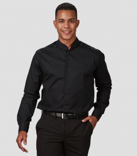 Camisa hombre cuello Mao Elastan Red Line Negra