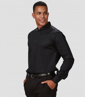Camisa hombre cuello Mao Elastan Red Line Negra