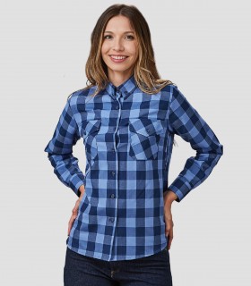 Camisa mujer Alice Cuadro Celeste-Marino