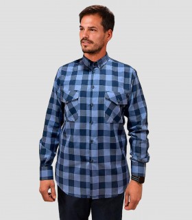 Camisa hombre Augusto Cuadro Celeste-Marino