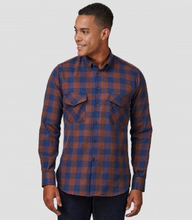 Camisa hombre Augusto Cuadro Marrón-Marino