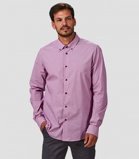 Camisa hombre Raya Leonardo Burdeos