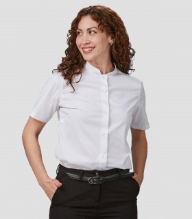 Camisa mujer MC cuello Mao Elastan Red Line Blanca