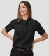 Camisa mujer MC cuello Mao Elastan Red Line Negra