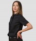 Camisa mujer MC cuello Mao Elastan Red Line Negra