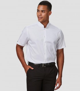 Camisa hombre MC cuello Mao Elastan Red Line Blanca