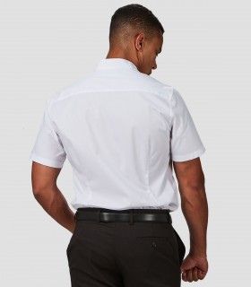 Camisa hombre MC cuello Mao Elastan Red Line Blanca