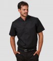 Camisa hombre Slim Fit cuello Mao Elastan Red Line Negra