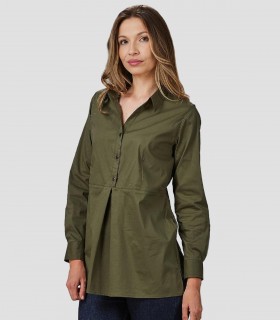 Camisa mujer Manga Roll Up Livia Caqui