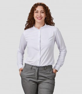 Camisa mujer cuello Mao Interlock Renata Blanca