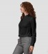 Camisa mujer cuello Mao Interlock Renata Negra