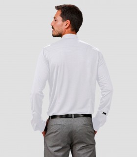 Camisa hombre cuello Mao Interlock Pietro Blanca