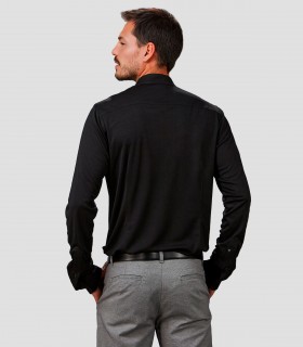 Camisa hombre Slim Fit cuello Mao Pietro Negra
