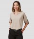 Blusa mujer manga Roll Up Micaela Beige