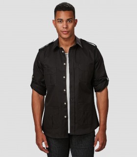 Camisa unisex manga Roll Up Michele Negra