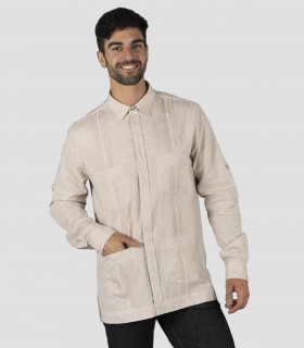 Guayabera hombre Cuello camisero Salomón Beige
