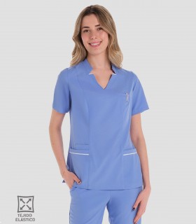 Casaca sanidad mujer elástica Azul celeste