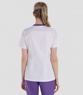 Casaca sanitaria elástica mujer Manga corta Morado