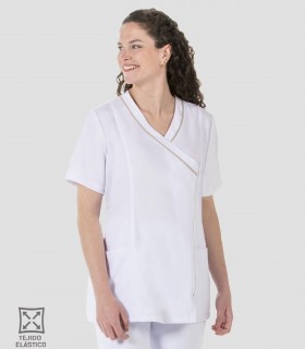 Casaca sanitaria mujer Microfibra elástica Beige