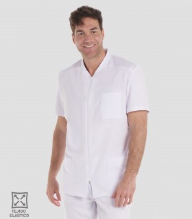 Casaca sanitaria unisex elástica Blanca