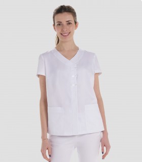 Casaca sanitaria mujer Trabillas Raso Blanco