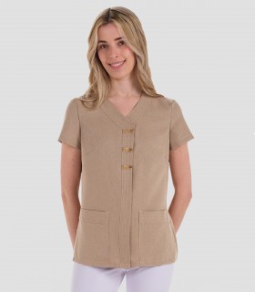 Casaca sanitaria mujer Trabillas Raso Beige
