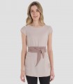 Vestido Beige con cinturón para estética