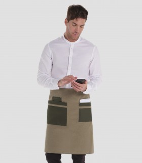 Delantal verde caqui combi peto y corto para camarero