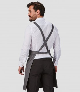 Delantal con peto Sarga reciclada Negro para camarero