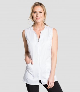 Casaca Laboral sin mangas Blanca para peluquería, estética y comercio