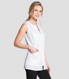 Casaca Laboral sin mangas Blanca para peluquería, estética y comercio