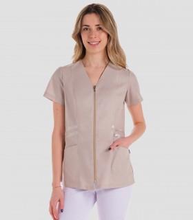 Casaca laboral mujer Beige franjas