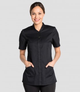 Casaca sanitaria mujer corchetes Negra