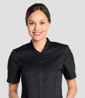 Casaca sanitaria mujer corchetes Negra