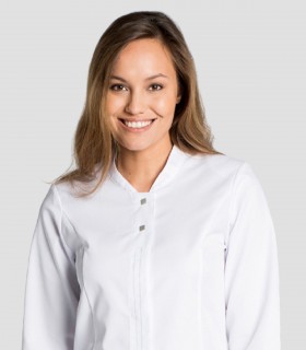 Casaca sanitaria mujer corchetes Manga larga Blanca
