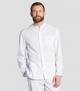 Casaca sanitaria hombre Microfibra Blanca corchetes