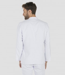 Casaca sanitaria hombre Microfibra Blanca corchetes