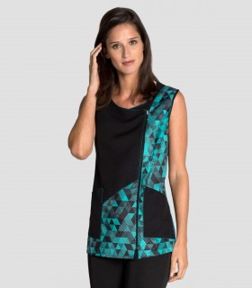 Casaca peluquería sin mangas Hipster Turquesa