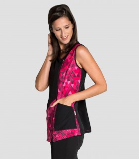 Casaca peluquería sin mangas Hipster Fucsia