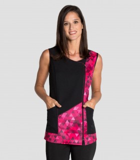 Casaca peluquería sin mangas Hipster Fucsia