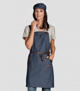 Delantal con peto Denim Push up espalda cruzada