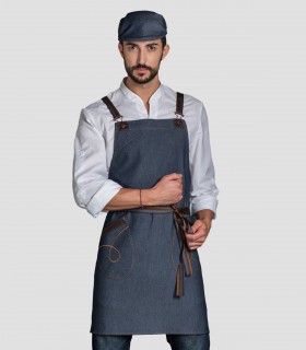 Delantal con peto Denim Push up espalda cruzada