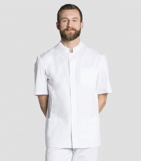 Chaqueta caballero cuello tirilla Blanca
