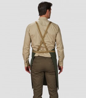 Delantal peto Bicolor Cintas Rayas Verde caqui para camarero