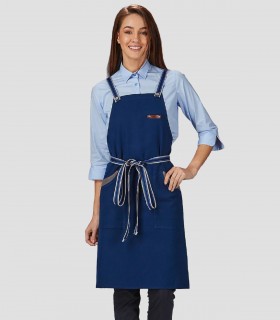 Delantal peto Bicolor Cintas Rayas Marino para camarero